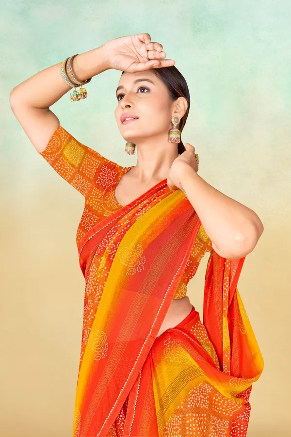 Traditional_Bandhani_Print_Saree_-_Orange_And_Yellow_Gradient_With_Red_Border