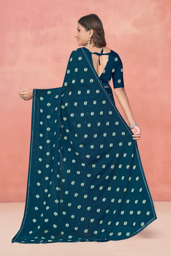 Women_Teal_Green_Bandhani_Print_Saree_With_Blouse