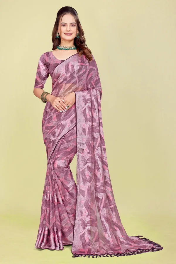 Purple_Abstract_Print_Saree_With_Matching_Blouse