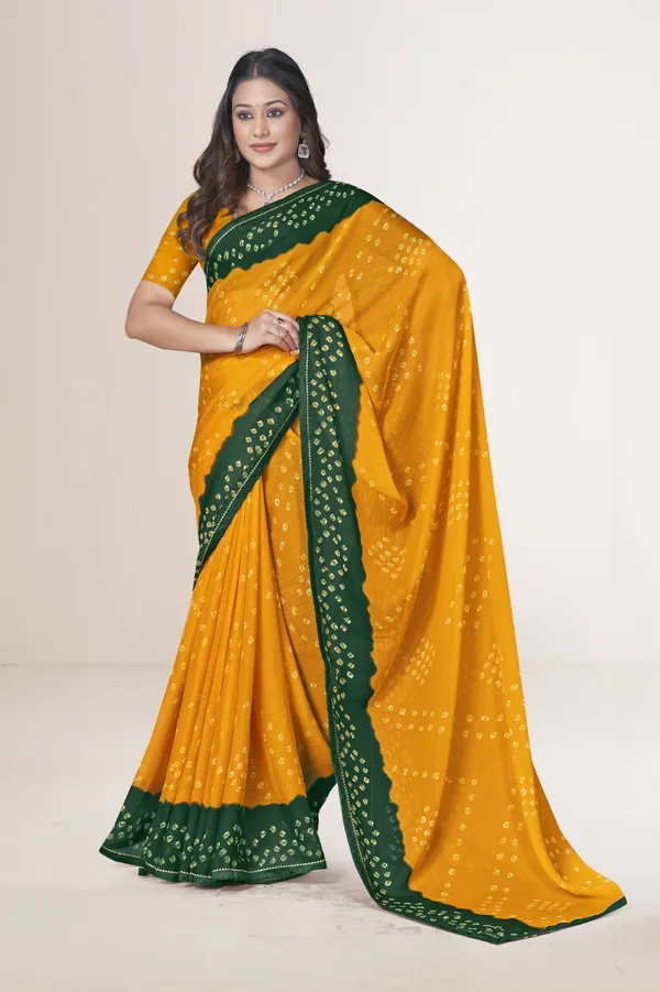 Mustard_Yellow_And_Green_Bandhani_Saree_With_Traditional_Tie_Dye_Pattern