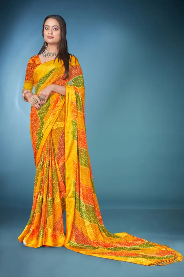Multicolor_Bandhani_Silk_Saree_With_Blouse