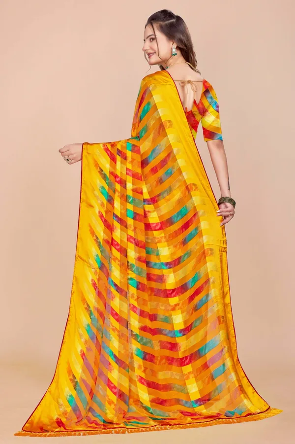 Vibrant_Yellow_Printed_Saree_With_Multicolor_Geometric_Pattern