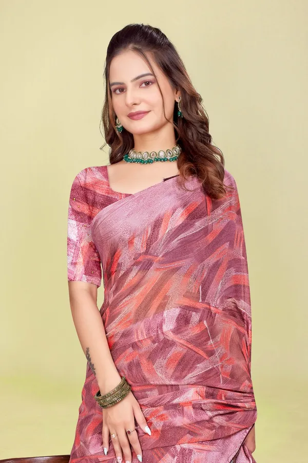 Pink_Abstract_Print_Saree_With_Tasseled_Border
