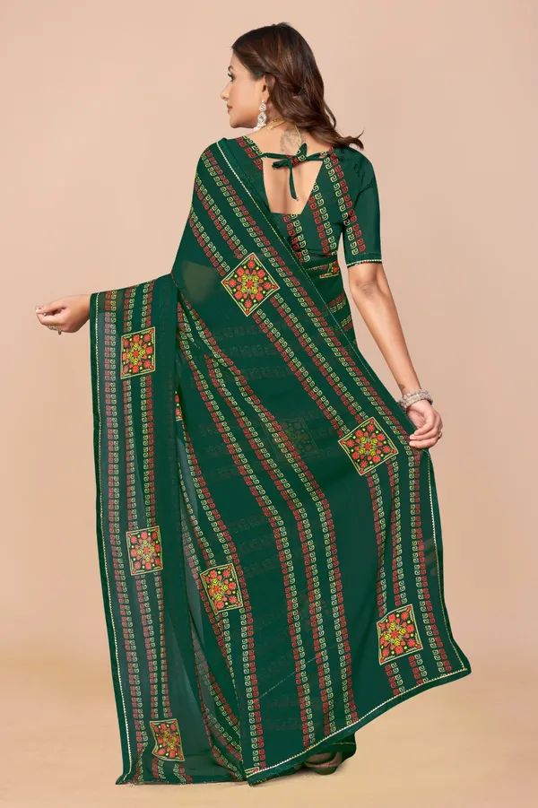 Green_Georgette_Embroidered_Saree_With_Diagonal_Stripe_Pattern