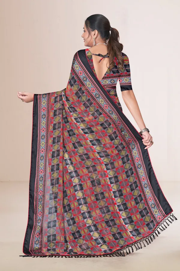 Multi_Color_Geometric_Print_Saree_With_Black_Border