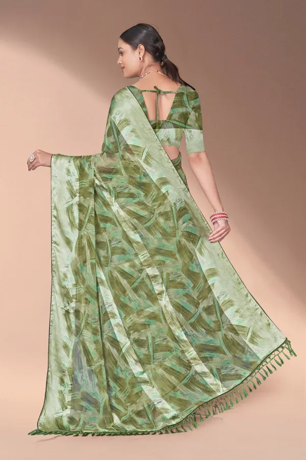 Green_Tropical_Print_Satin_Silk_Saree_With_Blouse