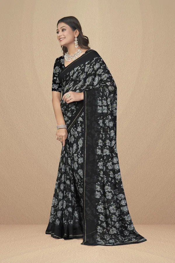 Black_Floral_Print_Saree_With_Blouse