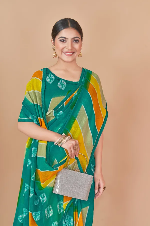 Multicolor_Striped_Saree_With_Blouse_Piece_-_Teal_Green,_Yellow_&_Orange