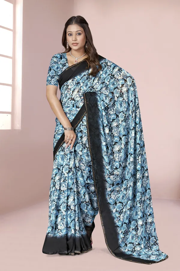 Blue_Floral_Print_Saree_With_Black_Border