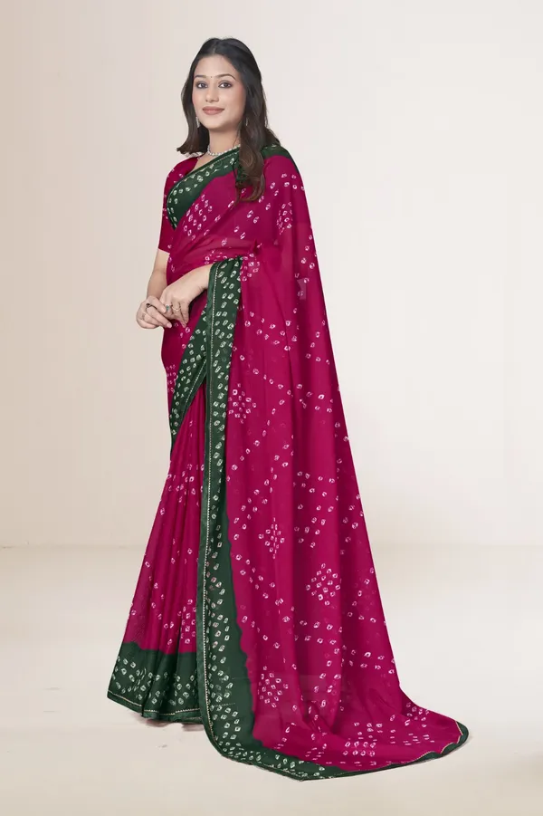 Traditional_Bandhani_Saree_In_Magenta_And_Green_With_Border