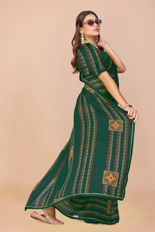 Green_Georgette_Embroidered_Saree_With_Diagonal_Stripe_Pattern