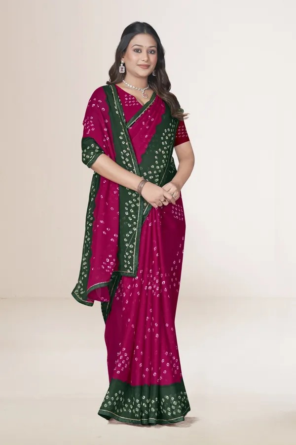 Traditional_Bandhani_Saree_In_Magenta_And_Green_With_Border