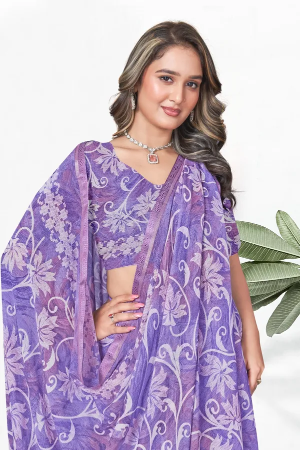 Purple_Floral_Embroidered_Net_Saree_With_Blouse