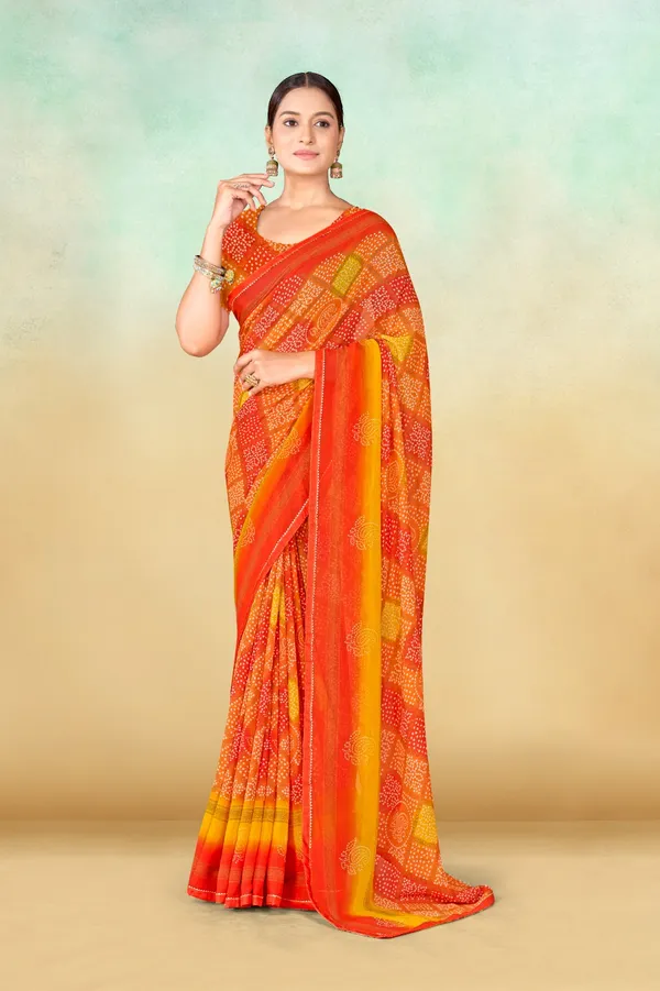 Traditional_Bandhani_Print_Saree_-_Orange_And_Yellow_Gradient_With_Red_Border