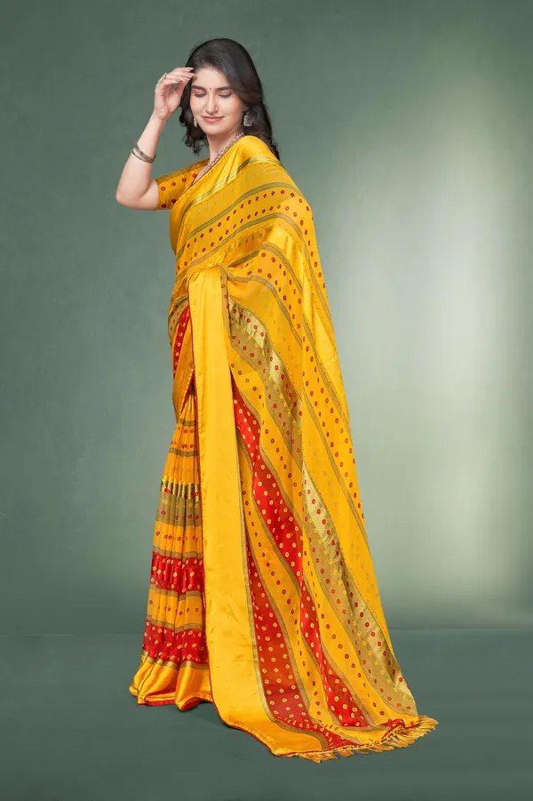 Traditional_Yellow_Bandhani_Silk_Saree_With_Red_Border