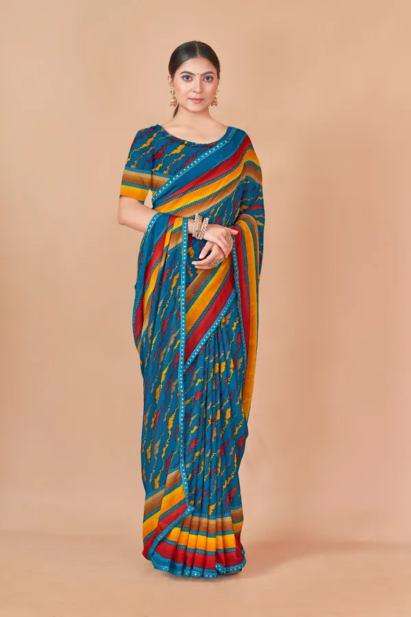 Multicolor_Striped_Saree_With_Zigzag_Pattern