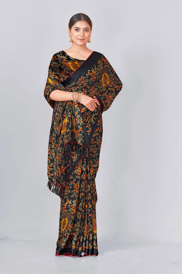 Black_Floral_Printed_Saree_With_Contrast_Border