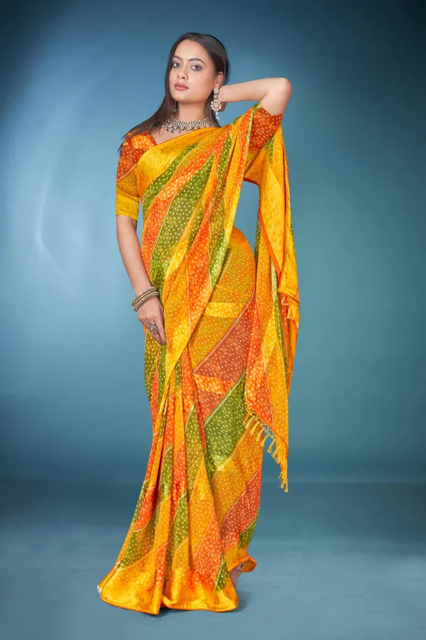 Multicolor_Bandhani_Silk_Saree_With_Blouse