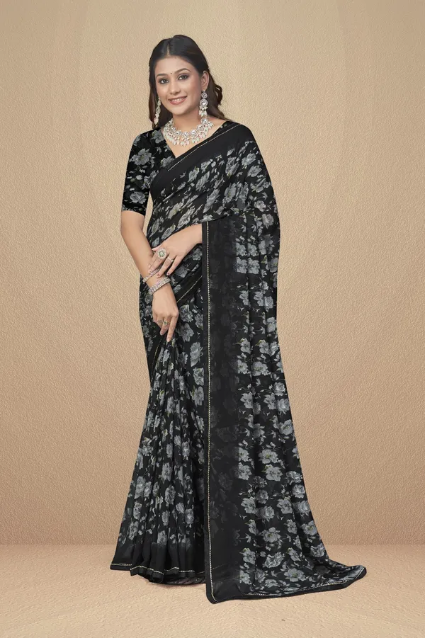 Black_Floral_Print_Saree_With_Blouse