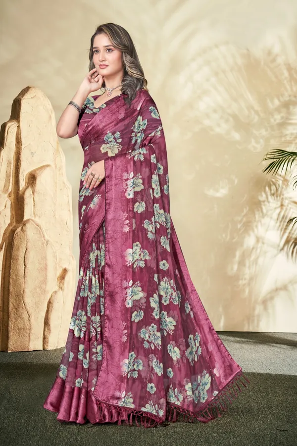 Maroon_Floral_Print_Saree_With_Embroidered_Border