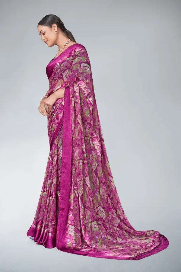 Magenta_Floral_Printed_Silk_Saree_With_Zari_Border