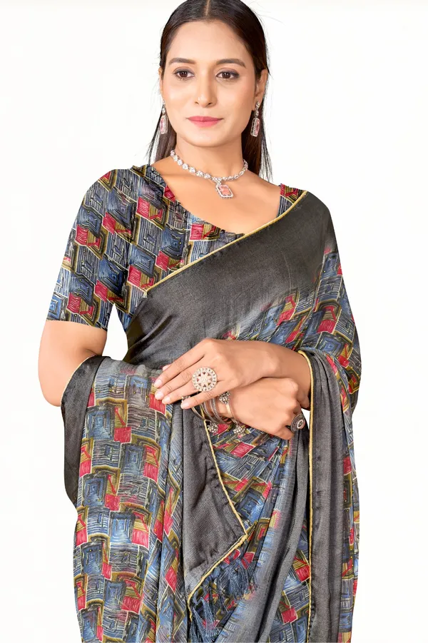 Grey_Printed_Silk_Saree_With_Colorful_Geometric_Pattern_And_Border
