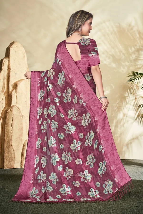 Maroon_Floral_Print_Saree_With_Embroidered_Border