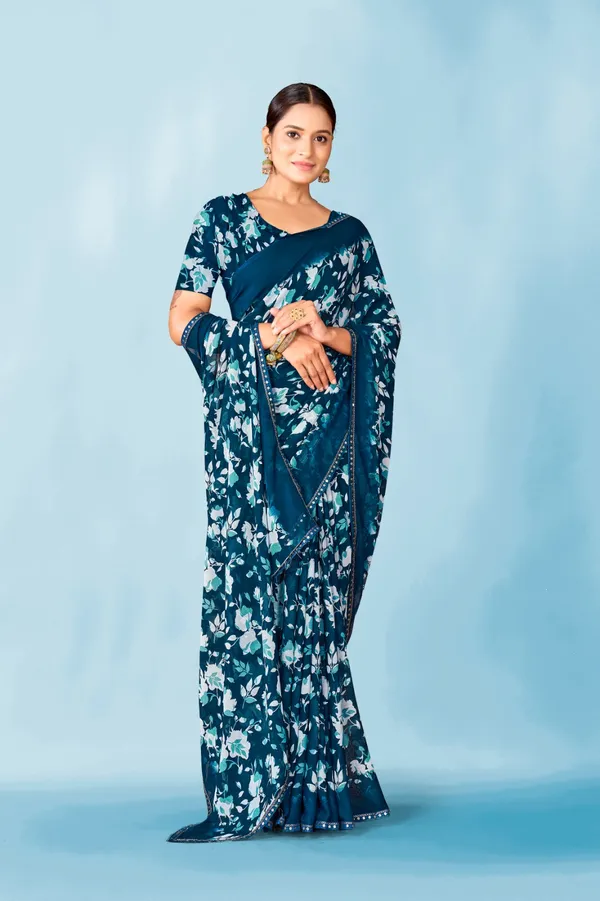 Floral_Print_Saree_With_Blouse