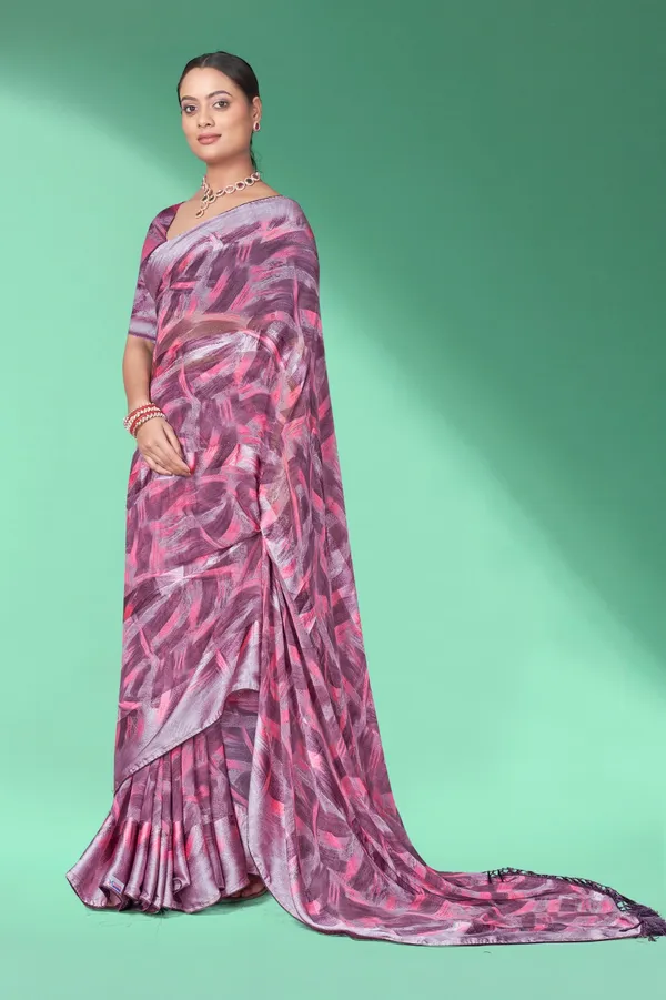 Pink_Abstract_Print_Georgette_Saree_With_Tasseled_Border