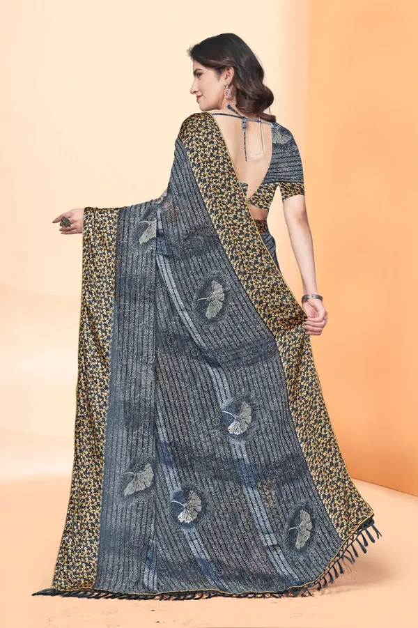 Grey_Designer_Saree_With_Golden_Border_And_Sequined_Blouse