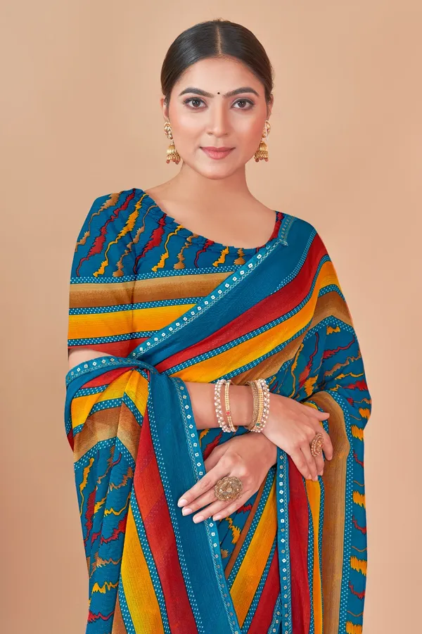 Multicolor_Striped_Saree_With_Zigzag_Pattern