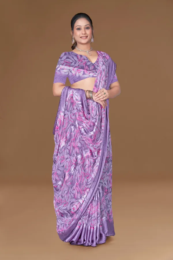 Purple_Floral_Print_Saree_With_Blouse