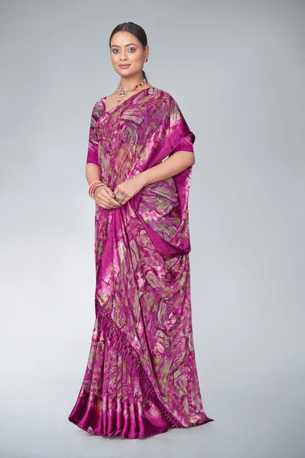 Magenta_Floral_Printed_Silk_Saree_With_Zari_Border