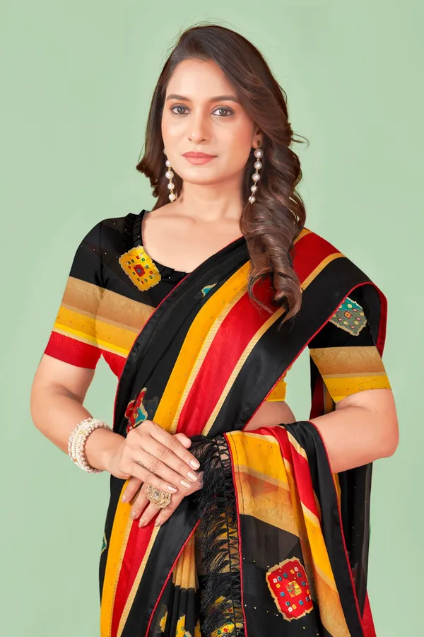 Multicolour_Cotton_Silk_Saree_With_Colorful_Striped_Border_And_Embellished_Motifs