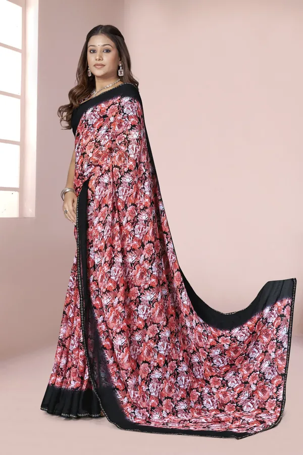 Black_Floral_Print_Georgette_Saree_With_Border