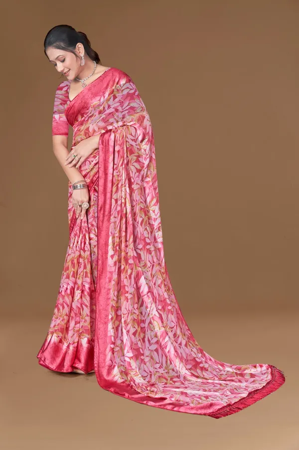 Pink_Floral_Print_Banarasi_Silk_Saree_With_Zari_Border