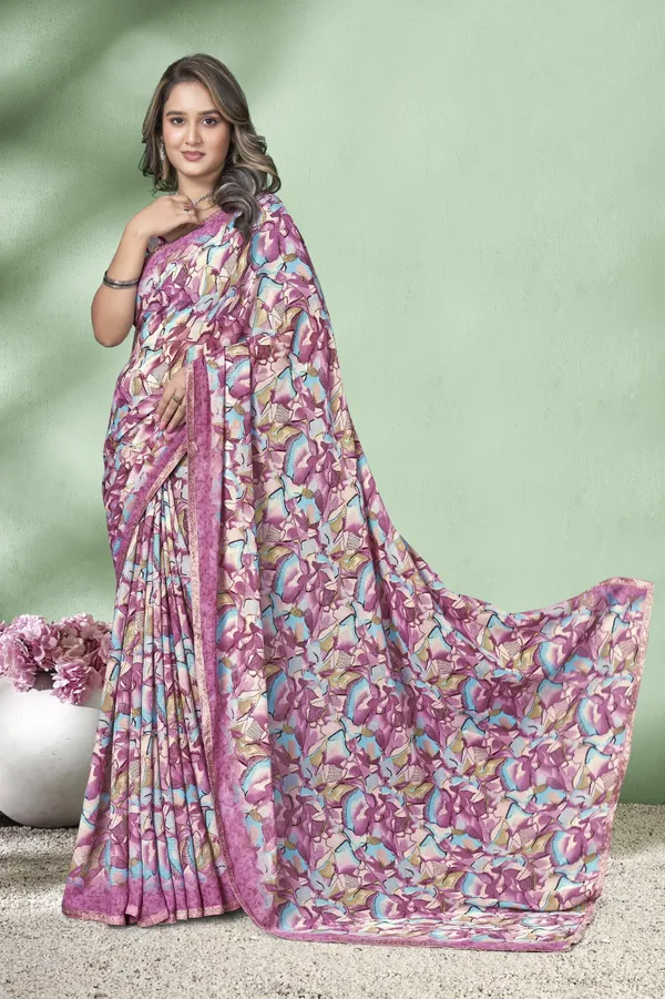 Floral_Print_Saree_With_Blouse_-_Pink_And_Blue_Ethnic_Wear