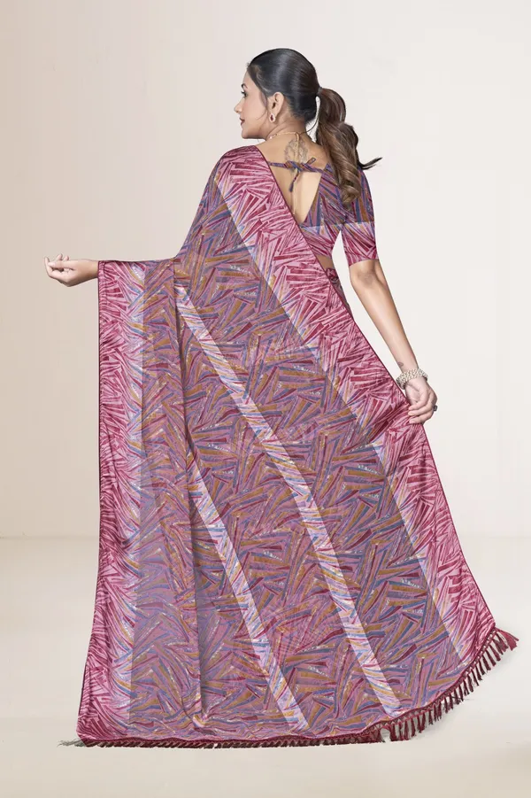 Pink_And_Purple_Geometric_Print_Saree_With_Border