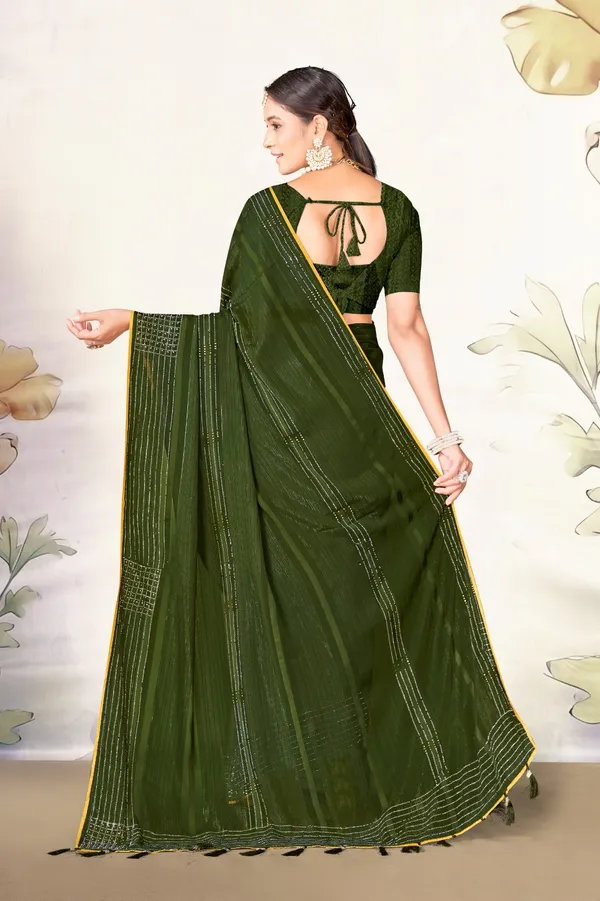 Elegant_Olive_Green_Silk_Saree_With_Golden_Threadwork_Border