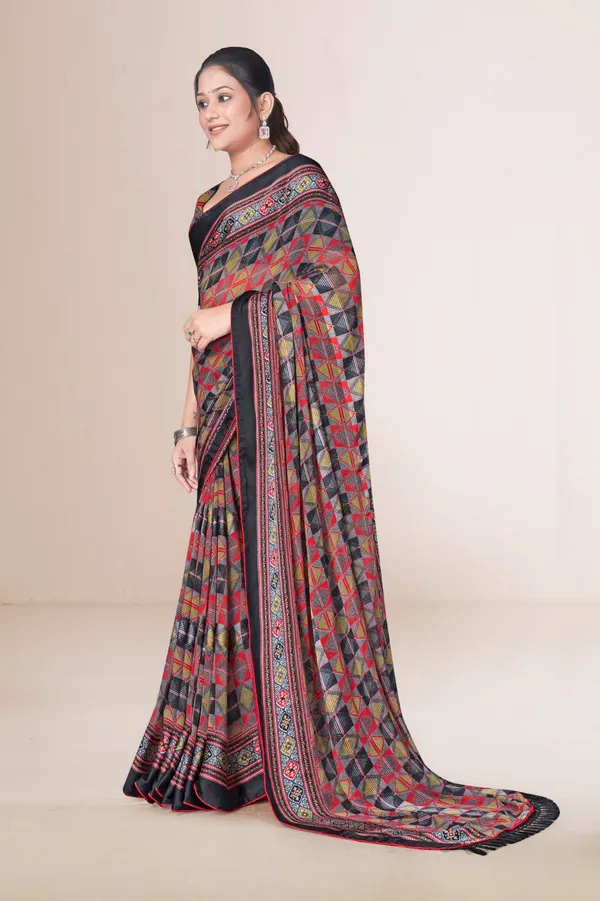 Multi_Color_Geometric_Print_Saree_With_Black_Border