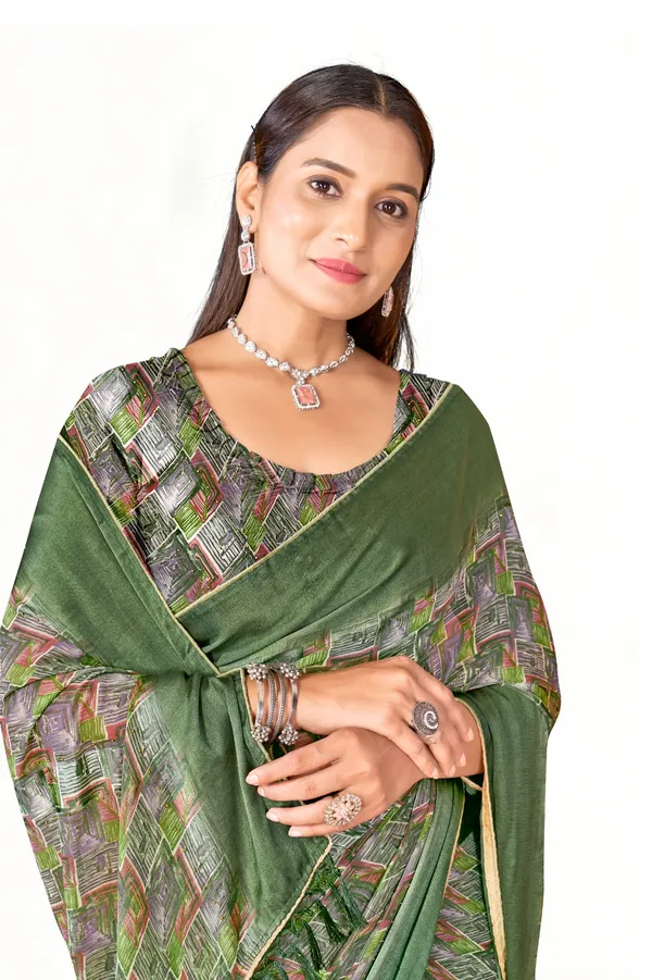 Green_Multicolor_Zigzag_Print_Silk_Blend_Saree_With_Blouse