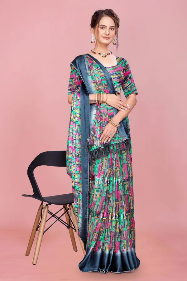 Multicolor_Abstract_Print_Saree_With_Blue_Satin_Border
