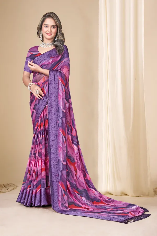 Purple_And_Pink_Abstract_Print_Saree_With_Blouse