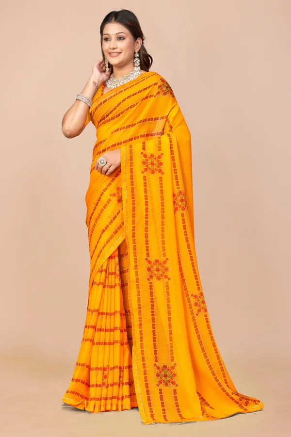 Traditional_Yellow_Bandhani_Print_Saree_With_Red_Embroidery