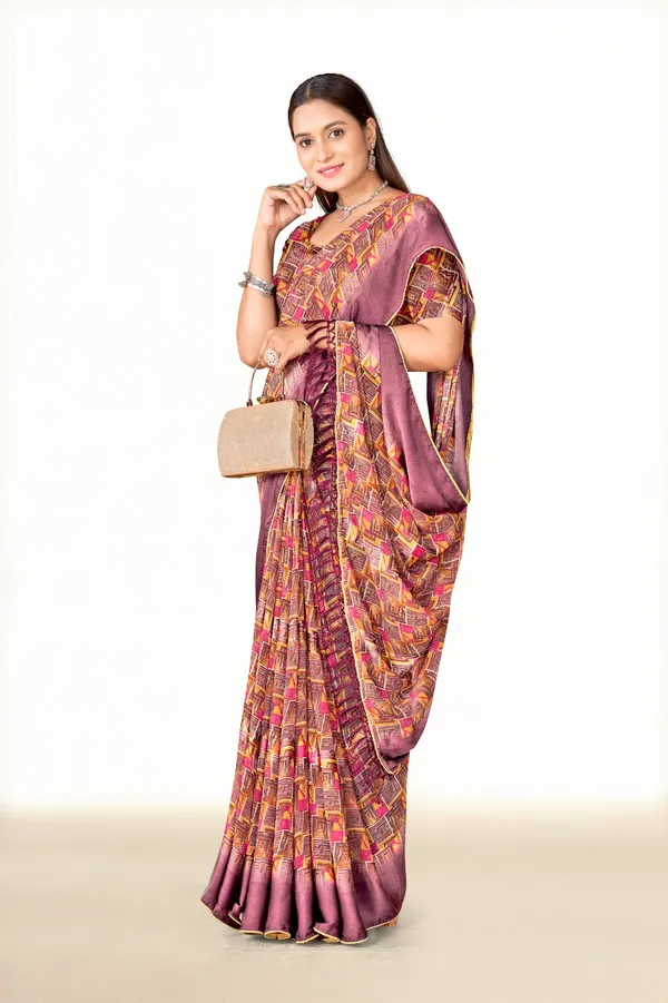 Traditional_Silk_Saree_With_Geometric_Weave_Pattern_And_Contrasting_Border