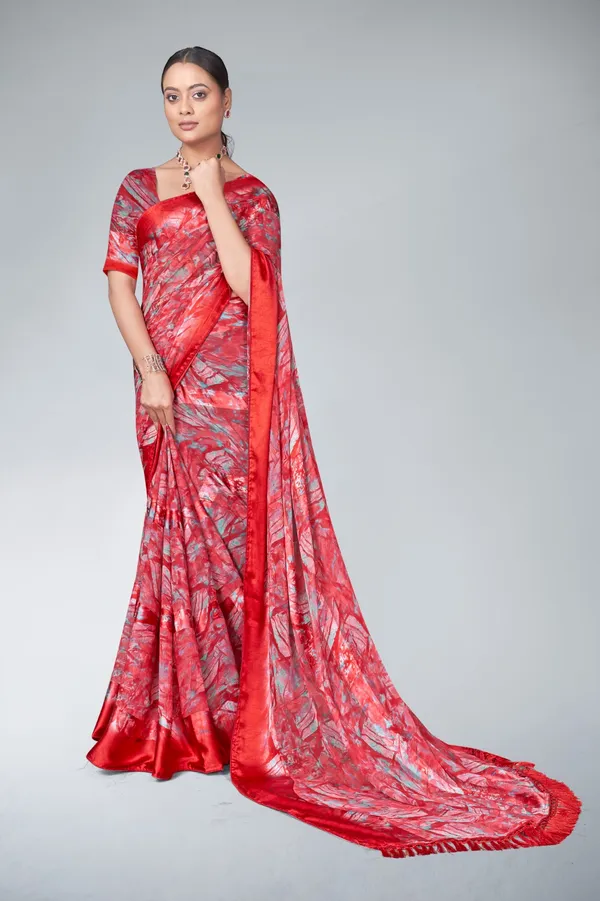 Pink_And_Gold_Printed_Silk_Saree_With_Matching_Blouse