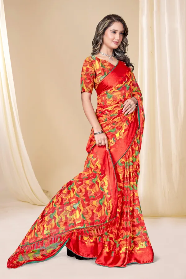 Vibrant_Red_Printed_Silk_Saree_With_Multicolor_Floral_Design