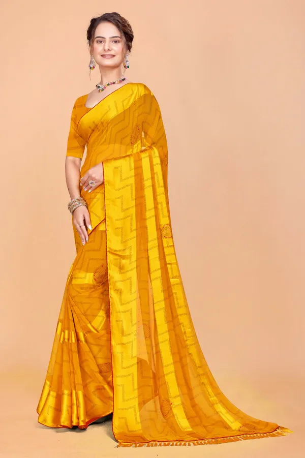 Traditional_Yellow_Silk_Saree_With_Golden_Weave_And_Zari_Border