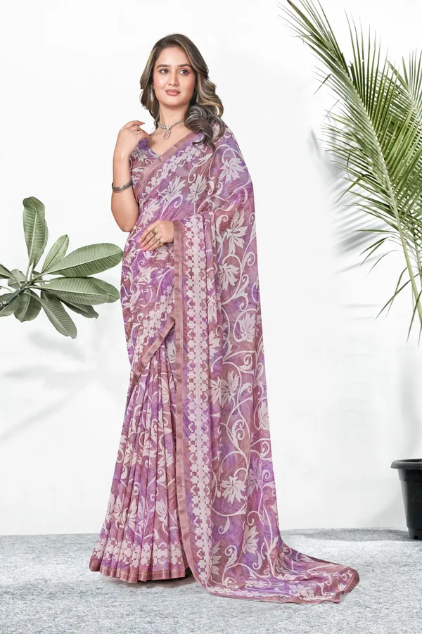 Purple_Floral_Embroidered_Georgette_Saree_With_Border