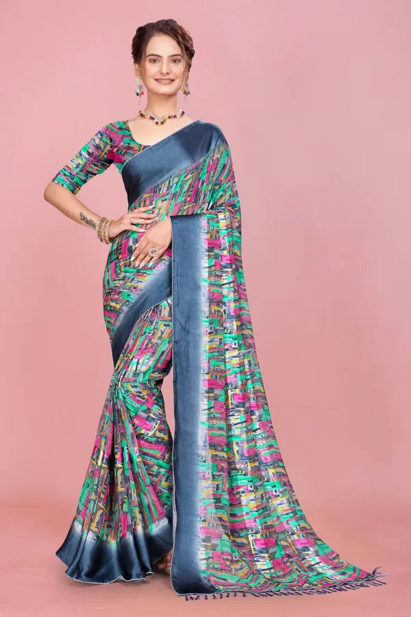 Multicolor_Abstract_Print_Saree_With_Blue_Satin_Border
